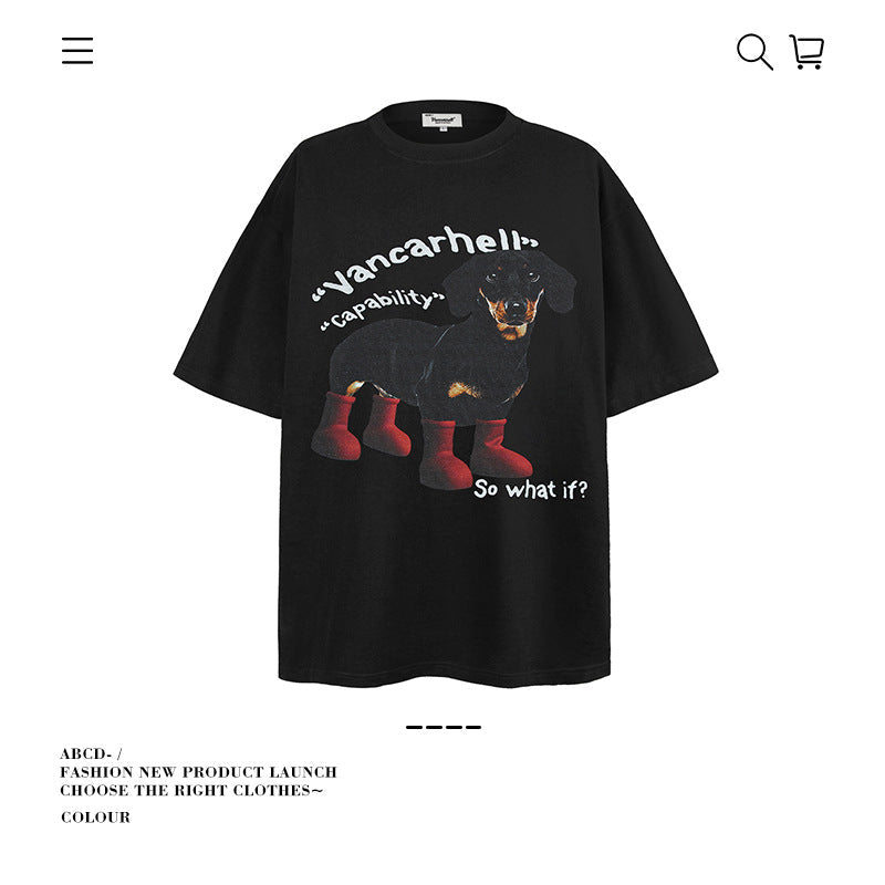 American vintage street T-shirt cotton boys summer loose