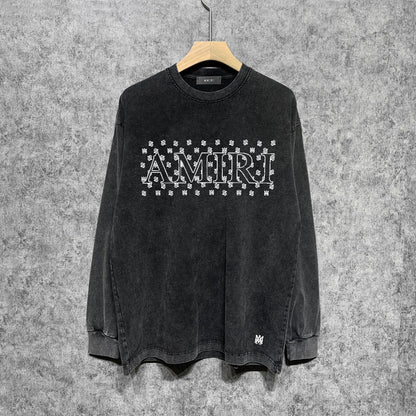 Amiri Long Sleeve Shirt Vintage T Shirt Washed and Worn Vintage Long Sleeve T-shirt