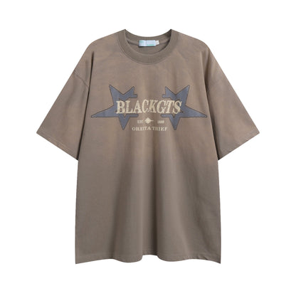 After Prom Shirt Summer Hip Hop Five-Pointed Star High Street Fashion Brand Short Sleeve T-shirt Retro Couple Sleeve