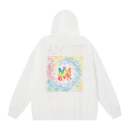 Amiri Hoodie AMI Colorful Pattern Letter Print Hooded Sweater for Men and Women