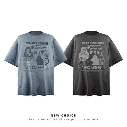 American vintage street T-shirt retro men's loose top