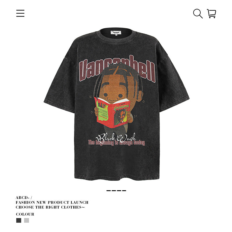 American vintage street T-shirt men's loose top