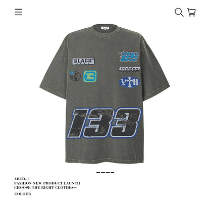 American vintage street T-shirt cotton men loose summer