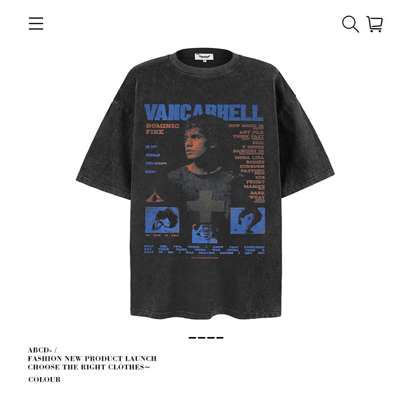 American vintage street T-shirt men's loose cotton