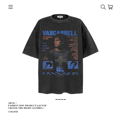 American vintage street T-shirt men's loose cotton