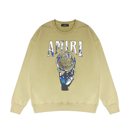 Amiri Long-Sleeve Shirt Personality Printed Crew Neck Sweatshirt