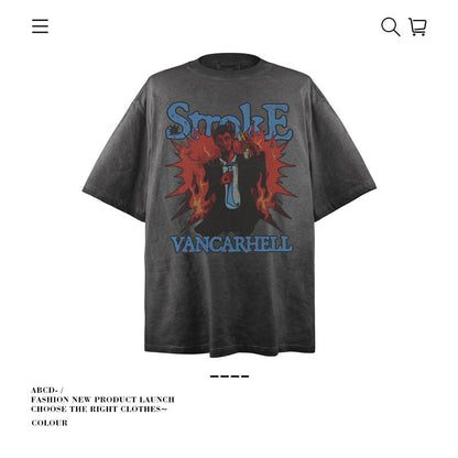 American vintage street T-shirt pure cotton men and women loose