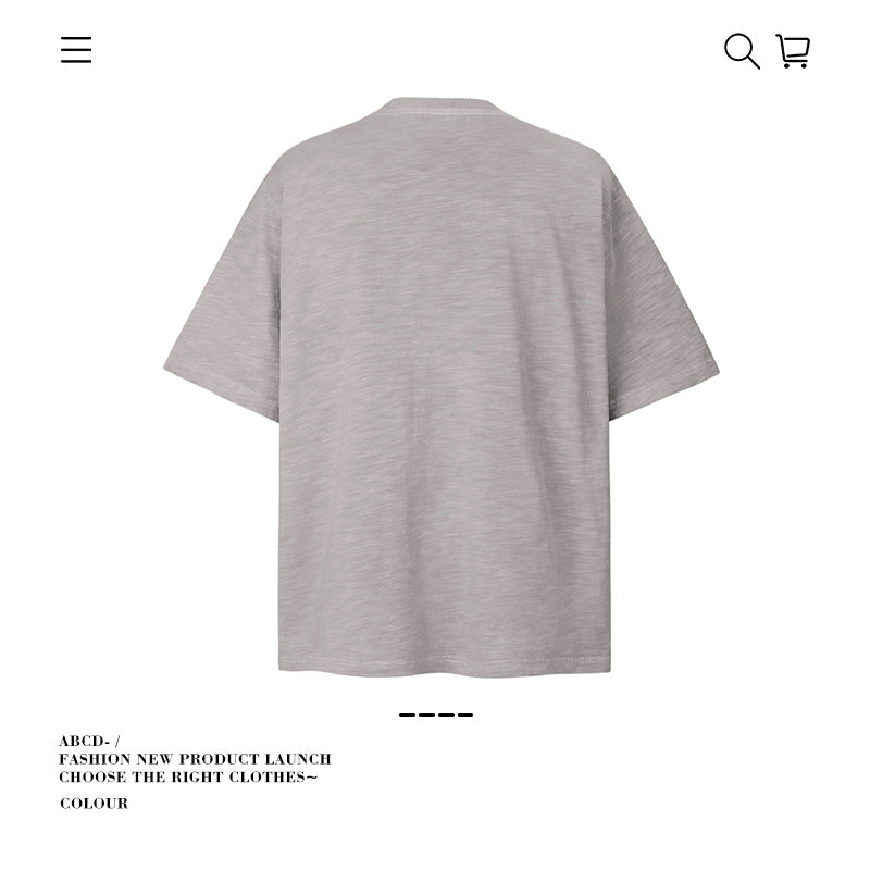 American vintage street T-shirt pure cotton men's and women's summer loose