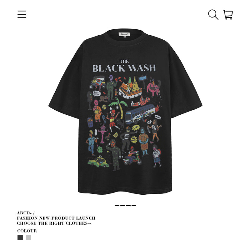 American vintage street T-shirt men's loose top