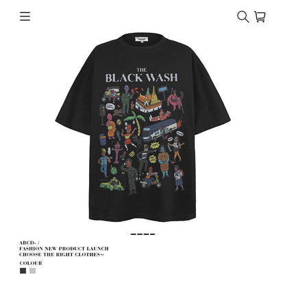 American vintage street T-shirt men's loose top