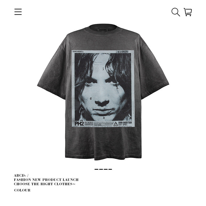 American vintage street T-shirt men's loose cotton