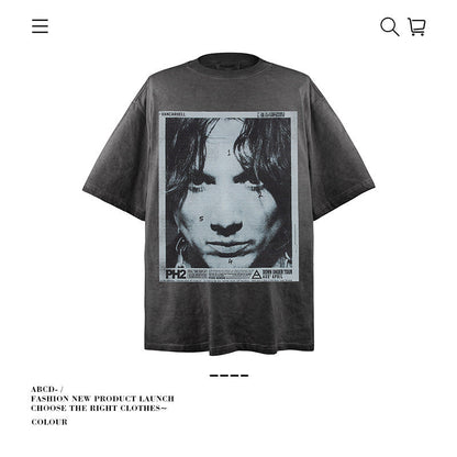 American vintage street T-shirt men's loose cotton