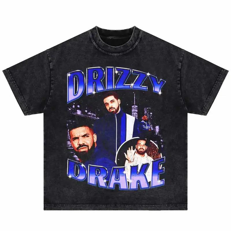 2024Summer Washed Short Sleeve Tshirts Men Hip Hop Portrait (Prat 2)