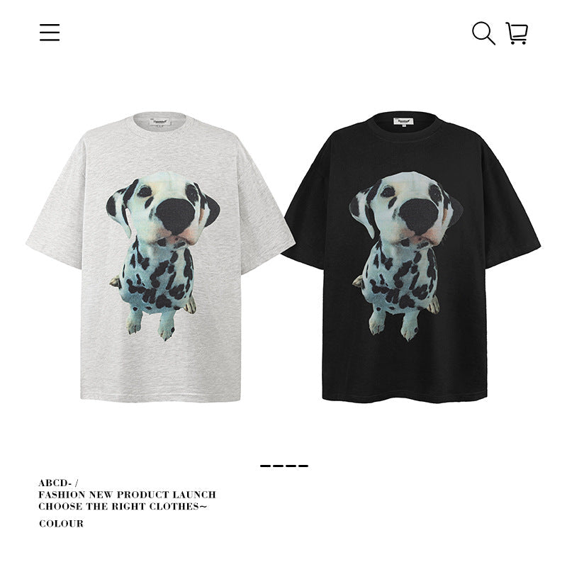 American vintage street T-shirt pure cotton men's and women's summer loose half-sleeves