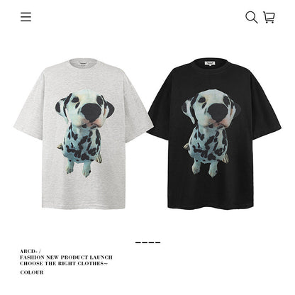 American vintage street T-shirt pure cotton men's and women's summer loose half-sleeves