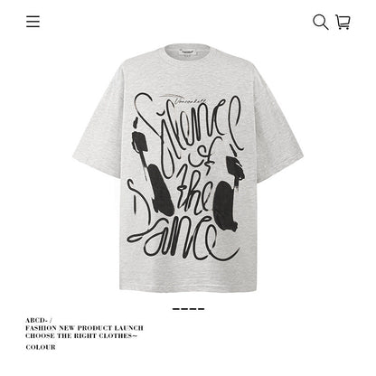 American vintage street T-shirt cotton men's summer loose