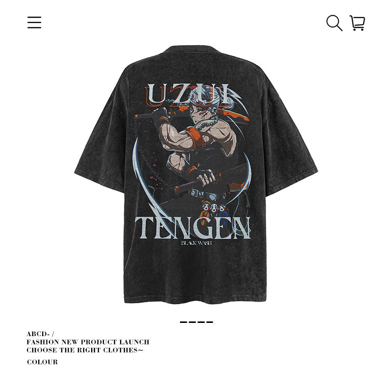 American vintage street T-shirt pure cotton men's and women's summer loose
