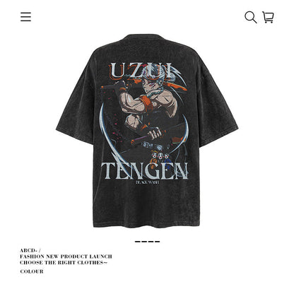 American vintage street T-shirt pure cotton men's and women's summer loose