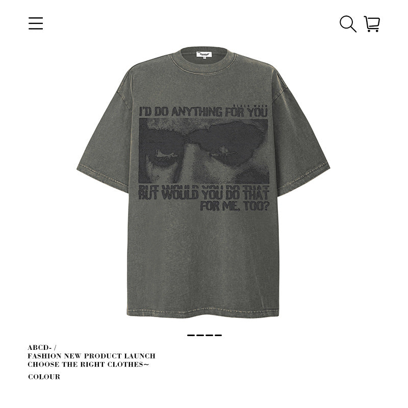 American vintage street T-shirt cotton men loose summer