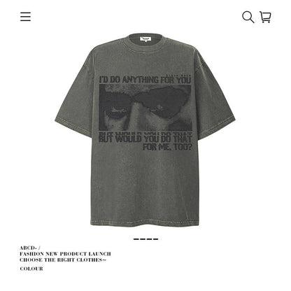American vintage street T-shirt cotton men loose summer
