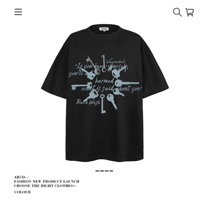 American vintage street T-shirt pure cotton men's and women's summer loose half-sleeves