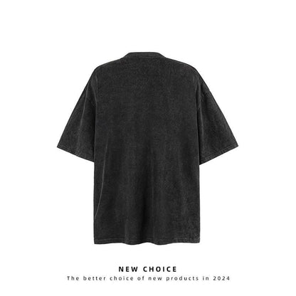 American vintage street T-shirt retro character print men's loose top
