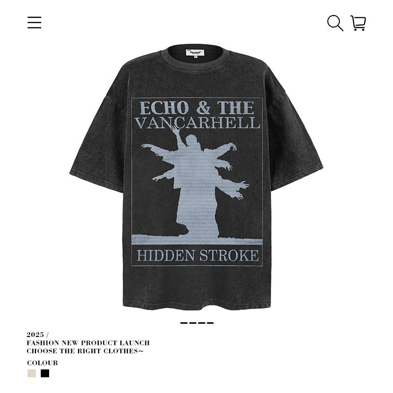 American vintage street T-shirt vintage cotton summer boys