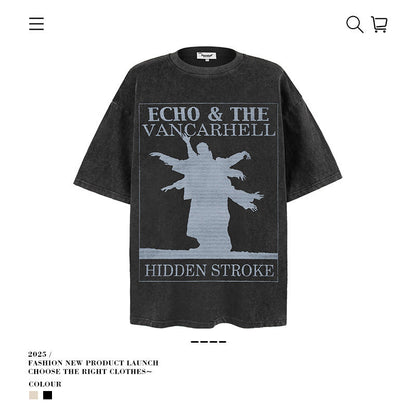 American vintage street T-shirt vintage cotton summer boys