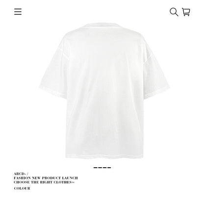 American vintage street T-shirt pure cotton retro men's and women's summer loose