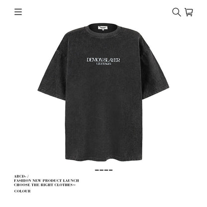 American vintage street T-shirt pure cotton men's and women's summer loose