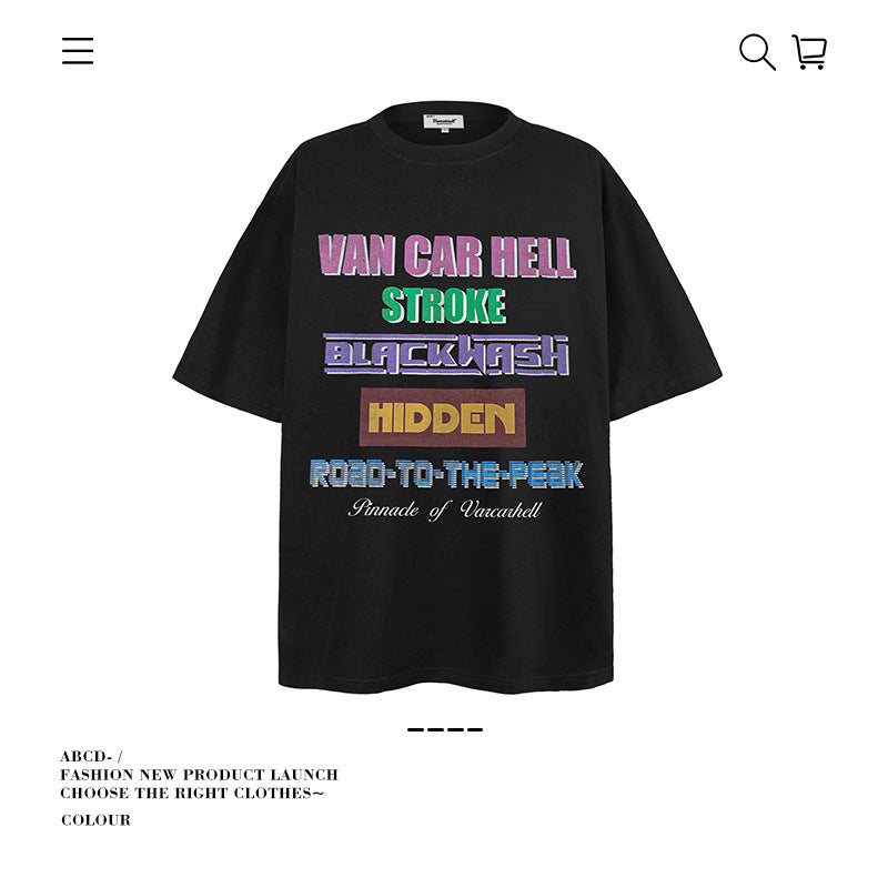 American vintage street T-shirt pure cotton men's and women's summer loose