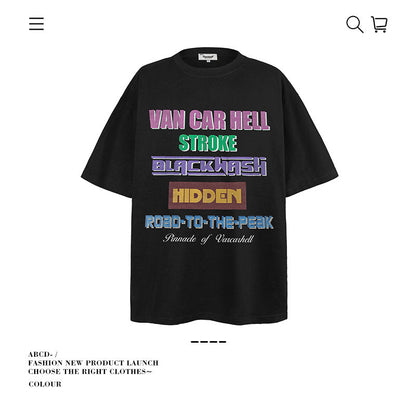 American vintage street T-shirt pure cotton men's and women's summer loose