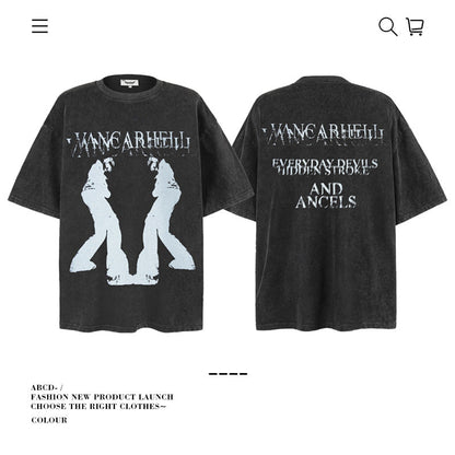 American vintage street T-shirt retro men's loose top