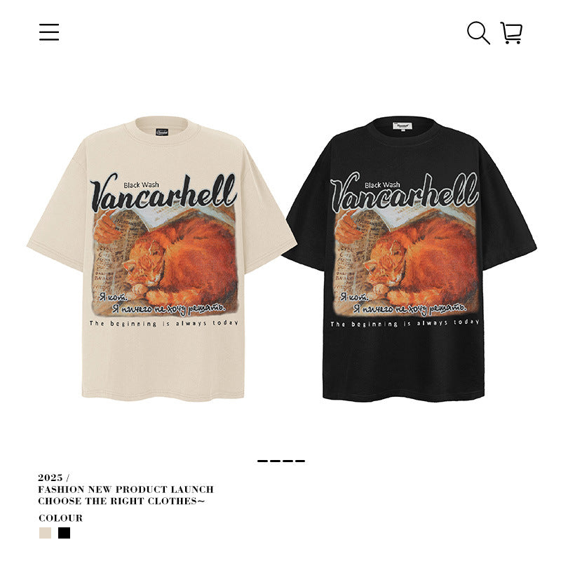 American vintage street T-shirt vintage cotton season boys loose