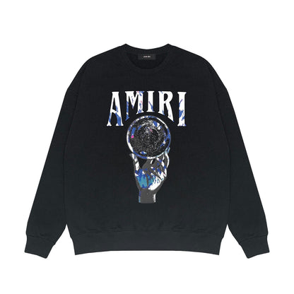 Amiri Long-Sleeve Shirt Personality Printed Crew Neck Sweatshirt