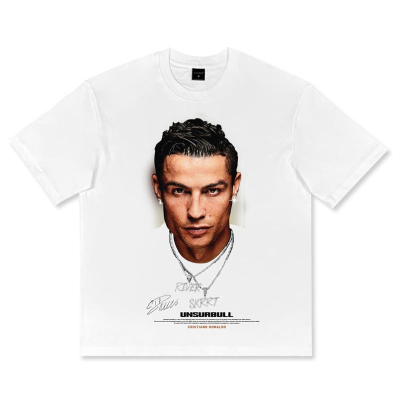American vintage cotton loose short sleeve cotton football