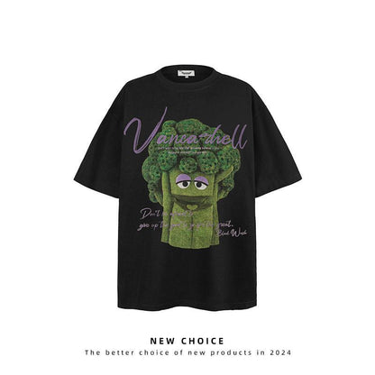 American vintage street T-shirt men's loose summer half-sleeved shirt