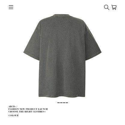 American vintage street T-shirt pure cotton retro men's and women's summer loose top