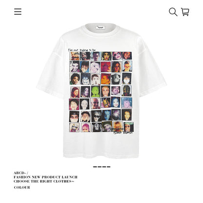 American vintage street T-shirt cotton men loose summer