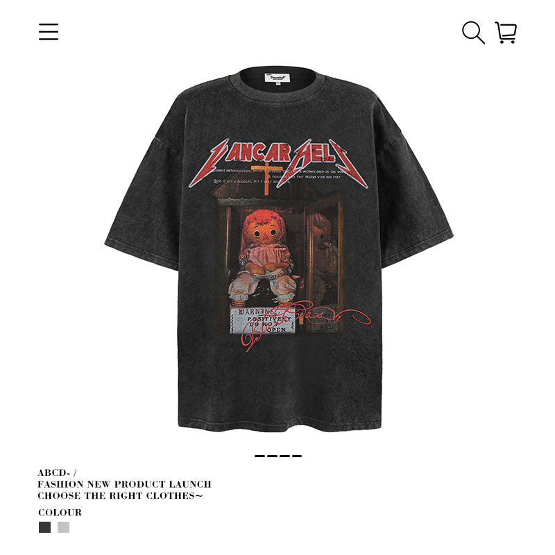 American vintage street T-shirt men's loose top