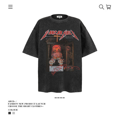 American vintage street T-shirt men's loose top