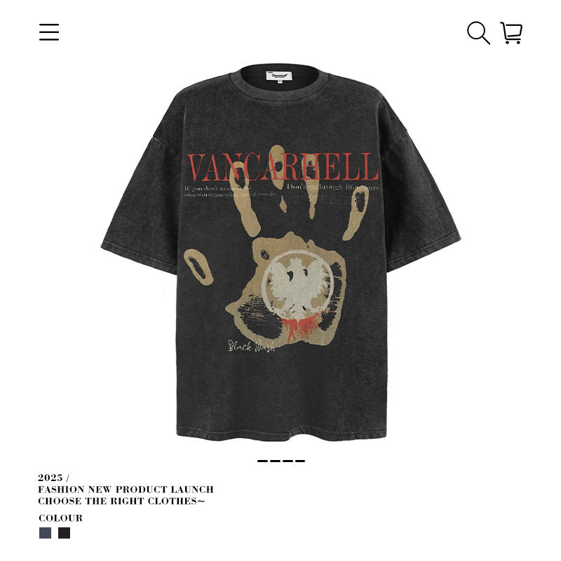 American vintage street T-shirt men's vintage cotton summer