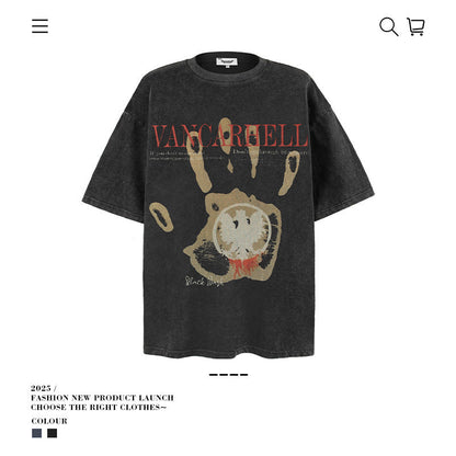 American vintage street T-shirt men's vintage cotton summer