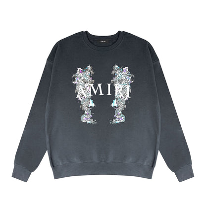 Amiri Long Sleeve Shirt Crew Sweatshirts Crew Neck Sweater