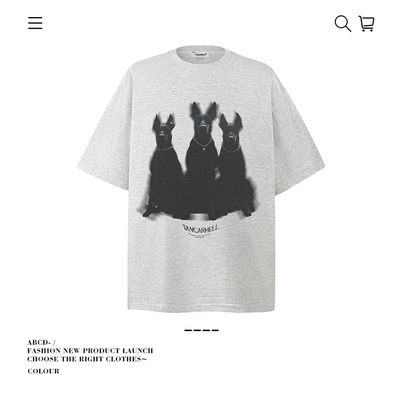 American vintage street T-shirt pure cotton men's and women's summer loose