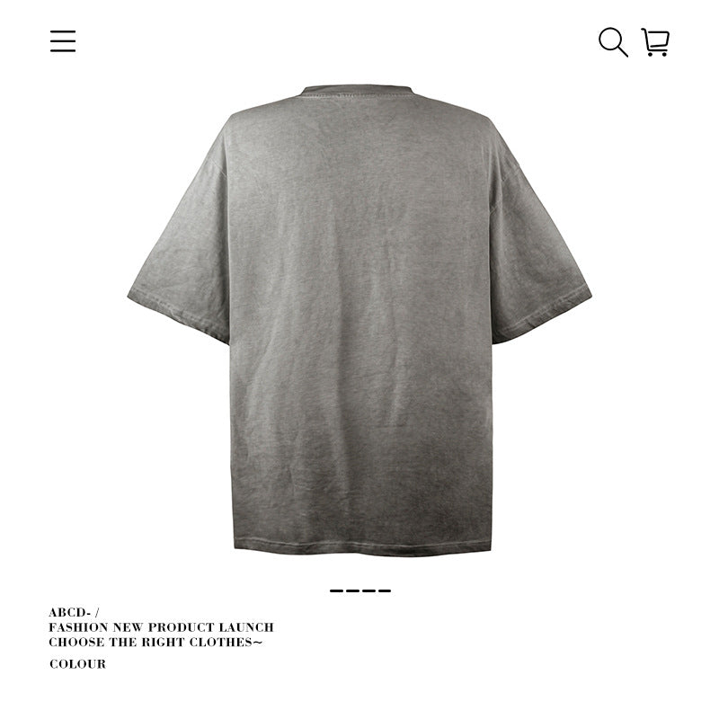 American vintage street T-shirt pure cotton retro men's and women's summer loose