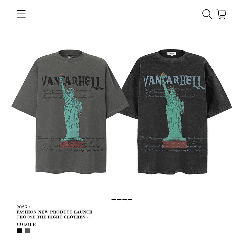 American vintage street T-shirt vintage cotton summer boys