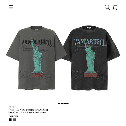American vintage street T-shirt vintage cotton summer boys