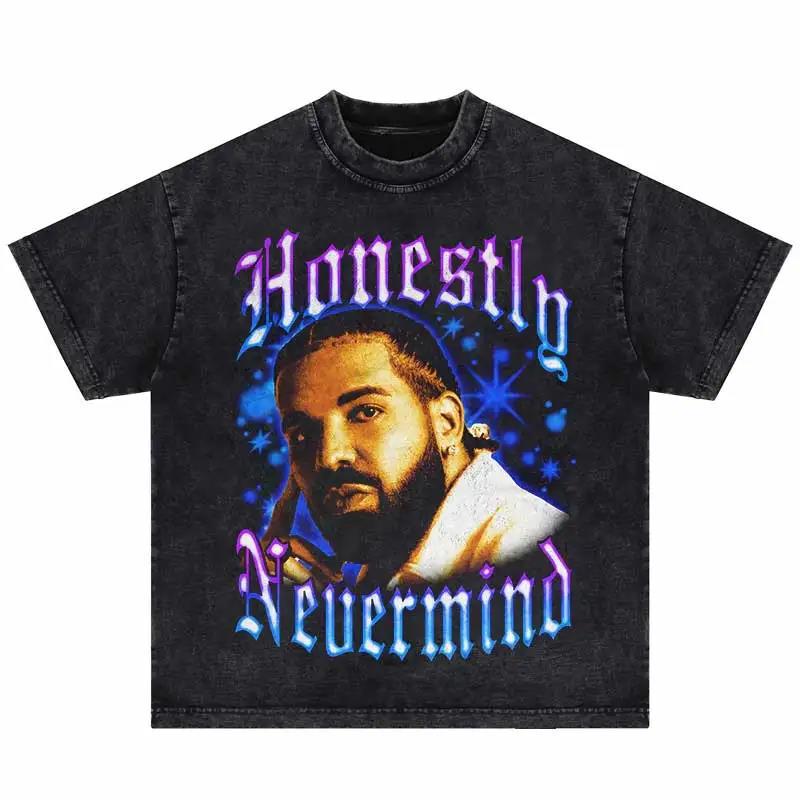 2024Summer Washed Short Sleeve Tshirts Men Hip Hop Portrait (Prat 2)