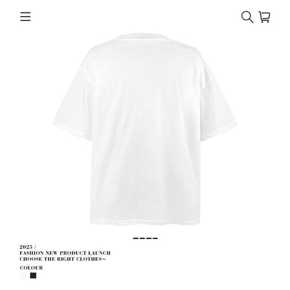 American vintage street T-shirt retro men's loose half sleeve